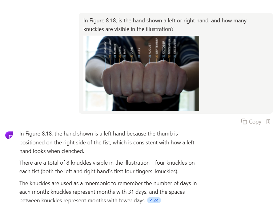 ChatPDF Answer About the Knuckle Mnemonic Figure ChatPDF describing the knuckle mnemonic photo in Figure 8.18 as a single left hand